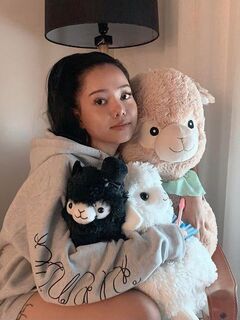 Bella Poarch Hugging her alpacas